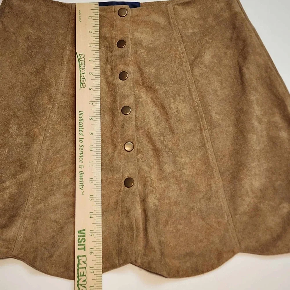 Blue Rain Faux Suede Skirt - Scalloped Edge - Snap Down